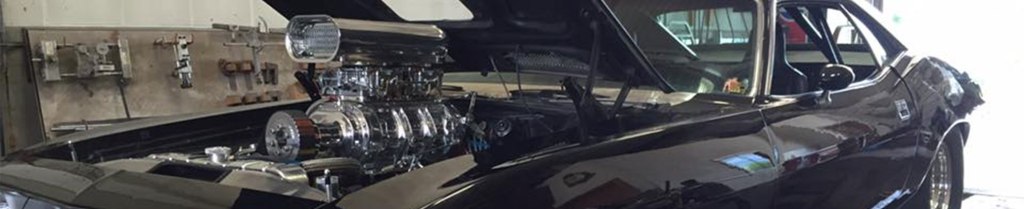 Classic car with custom modifications.